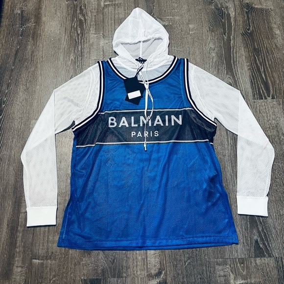 BALMAIN***Long Sleeve Hooded Jersey Men’s Shirt***Med. $789 - Picture 3 of 5